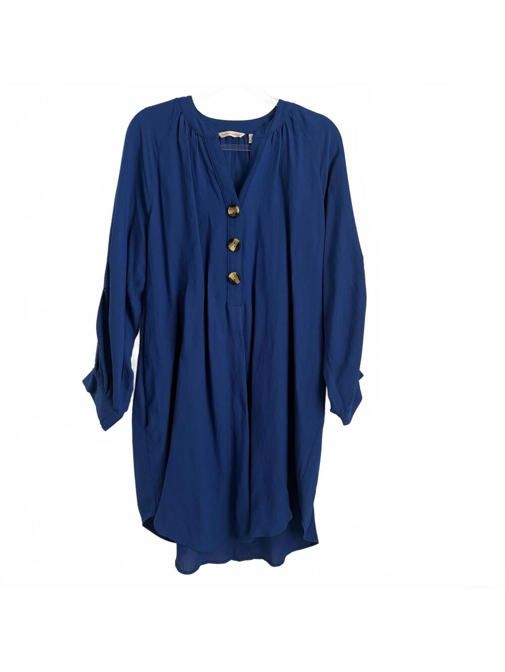 Soft Surroundings | Long Sleeve Cobalt Blue Tunic Shirt V Neck Dress Size 1X